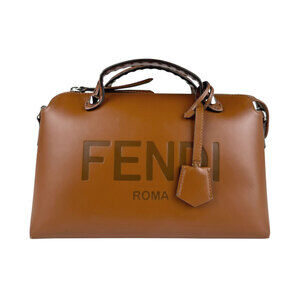 Fendi By the Way Handbag Shoulder Bag Brown Silver Leather